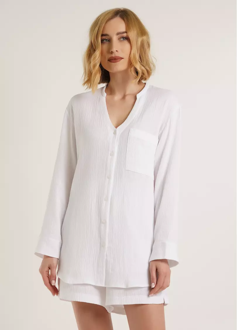 Подовжена сорочка з мусліну CRUISE 4503/010 white (білий)