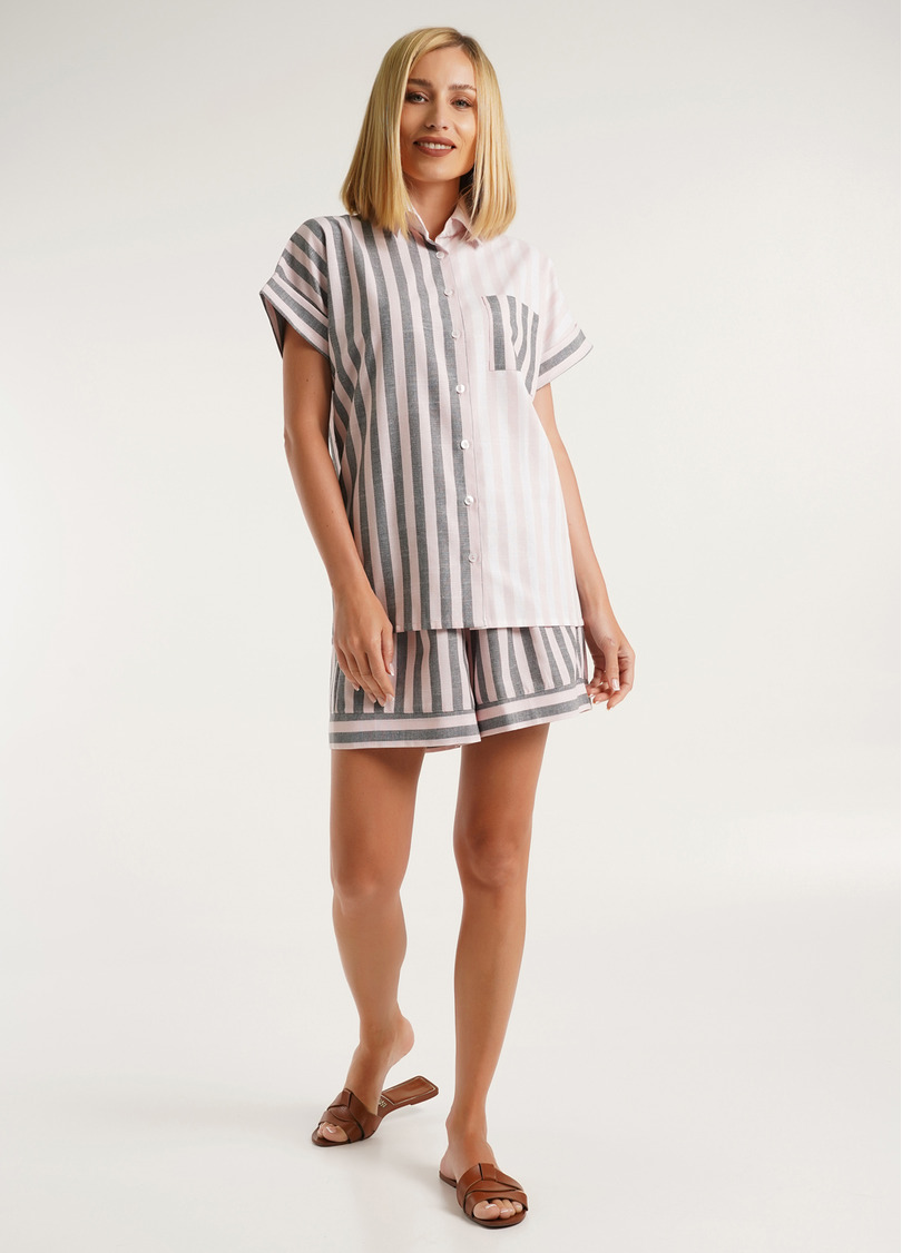 Хлопковая рубашка с карманом CRUISE 4504/220 grey/pink stripe (серый/розовый)