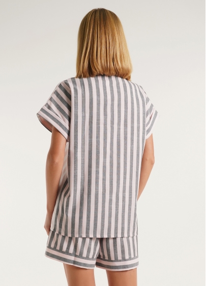 Бавовняна сорочка з кишеньою CRUISE 4504/220 grey/pink stripe (сірий/рожевий)