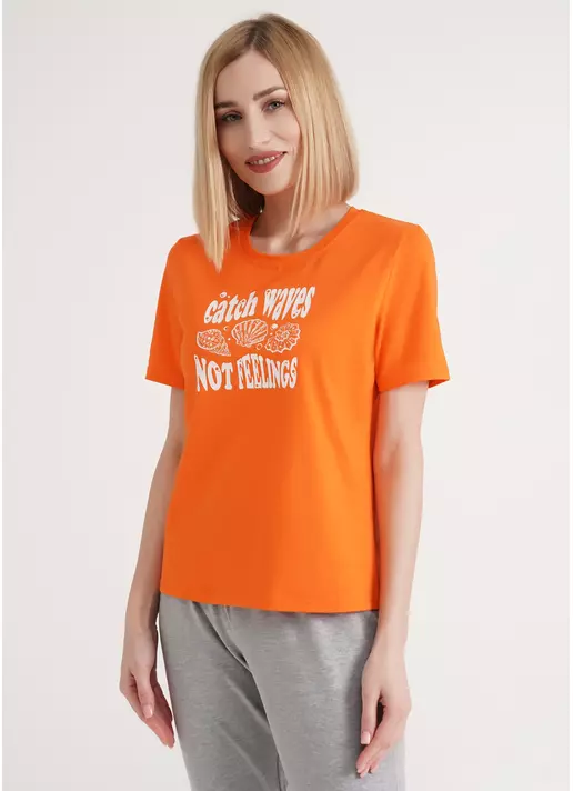 Бавовняна футболка з принтом CRUISE 4802/010 orange (помаранчевий)