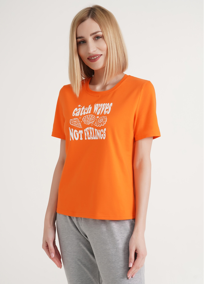 Бавовняна футболка з принтом CRUISE 4802/010 orange (помаранчевий)