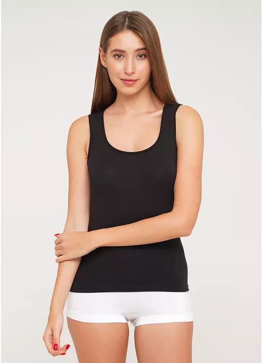 Хлопковая майка на широких бретелях Eva 38/308/010 (черный)