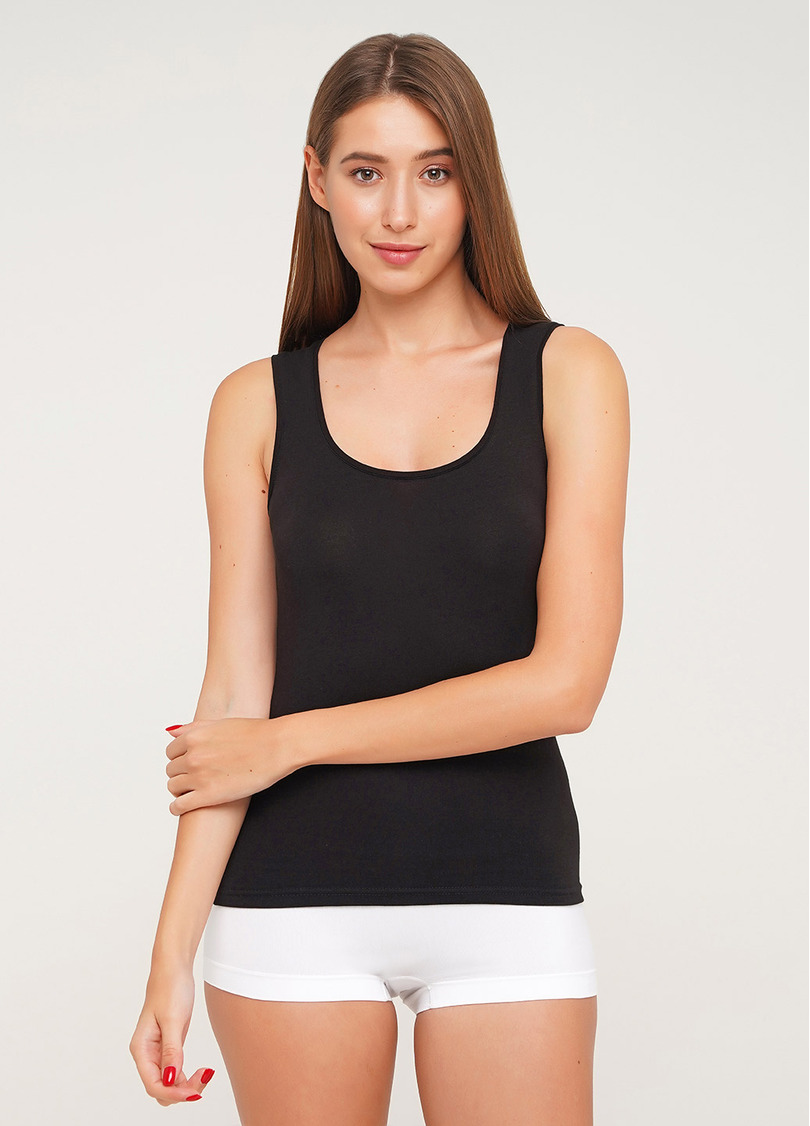 Бавовняна майка на широких бретелях Eva 38/308/010 (чорний)