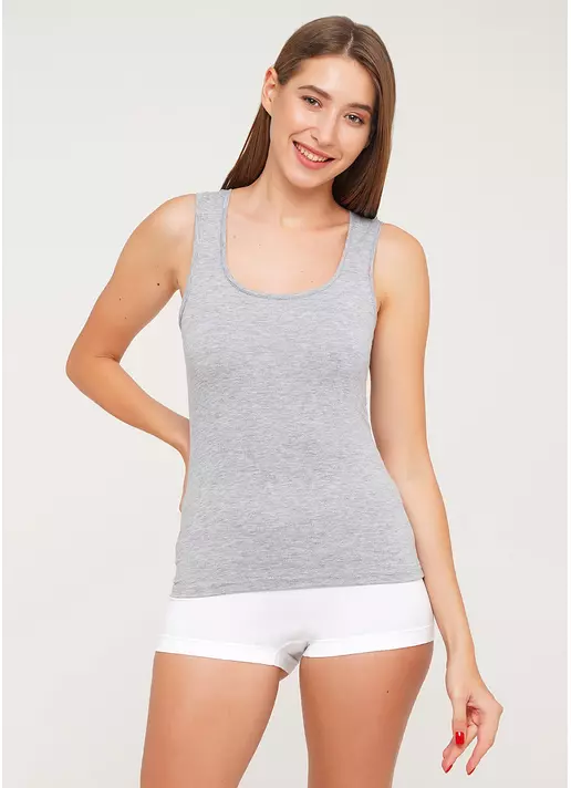 Хлопковая майка на широких бретелях Eva 38/308/010 grey melange (серый)