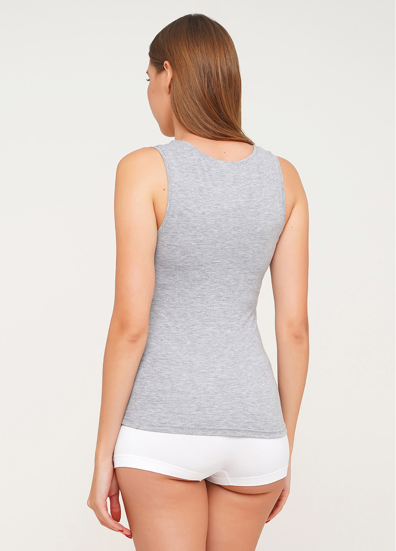 Бавовняна майка на широких бретелях Eva 38/308/010 grey melange (сірий)