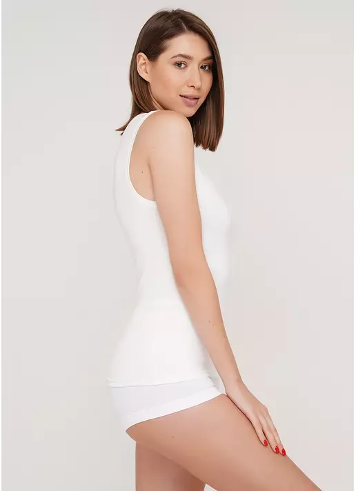 Хлопковая майка на широких бретелях Eva 38/308/010 (молочный)