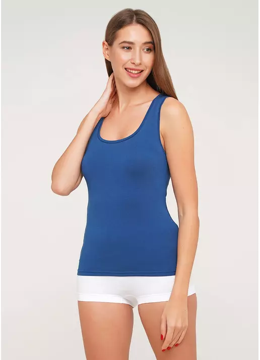 Хлопковая майка на широких бретелях Eva 38/308/010 (синий)