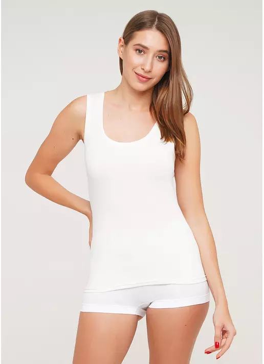 Хлопковая майка на широких бретелях Eva 38/308/010 (белый)