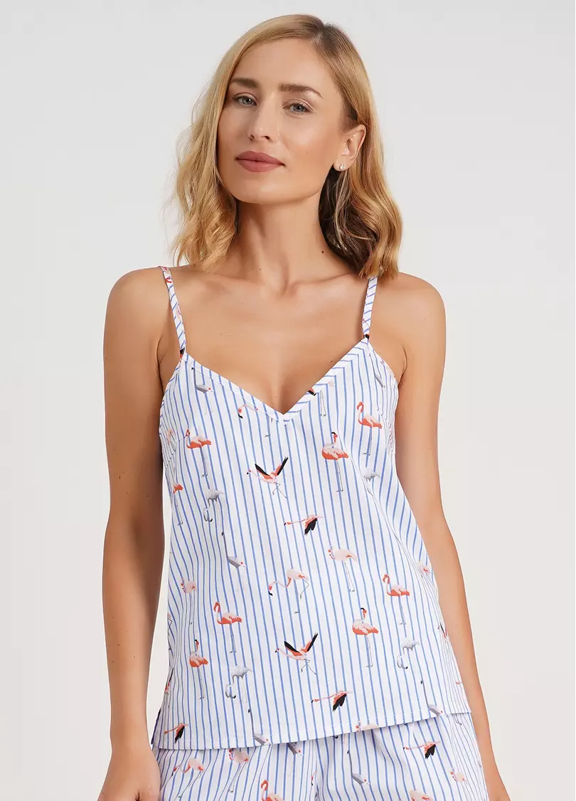 Майка на тонких бретелях в полоску FLAMINGO 3812/010 blue stripe (голубой)