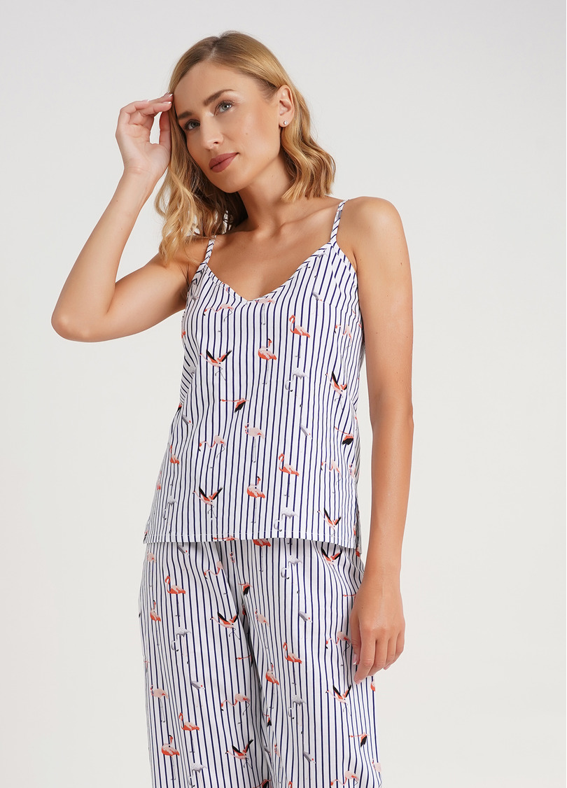 Майка на тонких бретелях в полоску FLAMINGO 3812/010 dark blue stripe (синий)