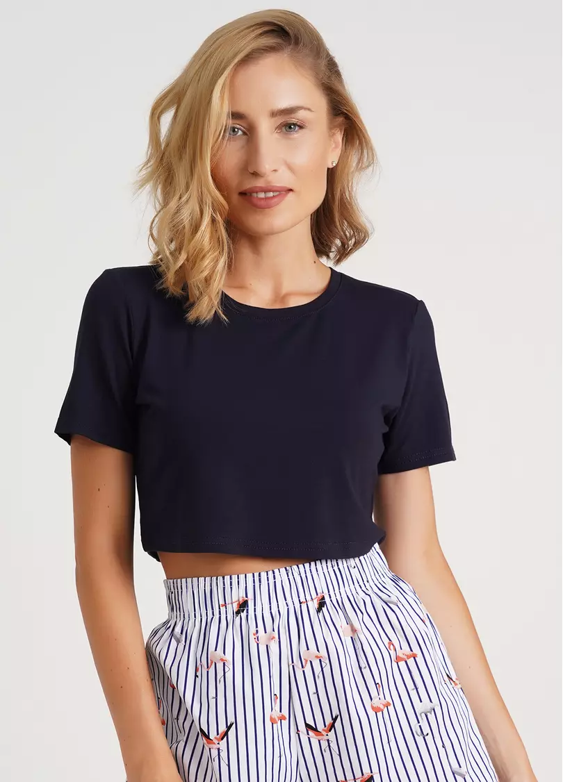 Кроп-топ футболка FLAMINGO 4807/030 dark blue (синий)