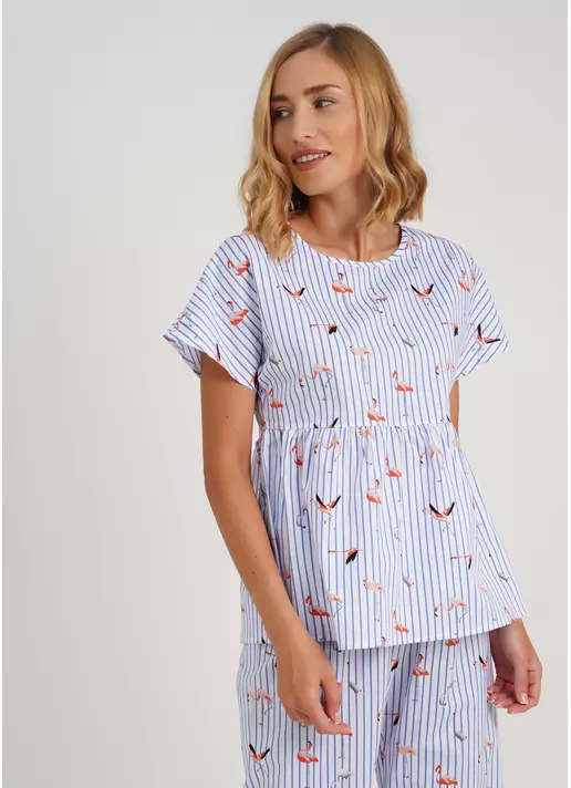 Блуза в полоску FLAMINGO 4808/010 blue stripe (голубой)