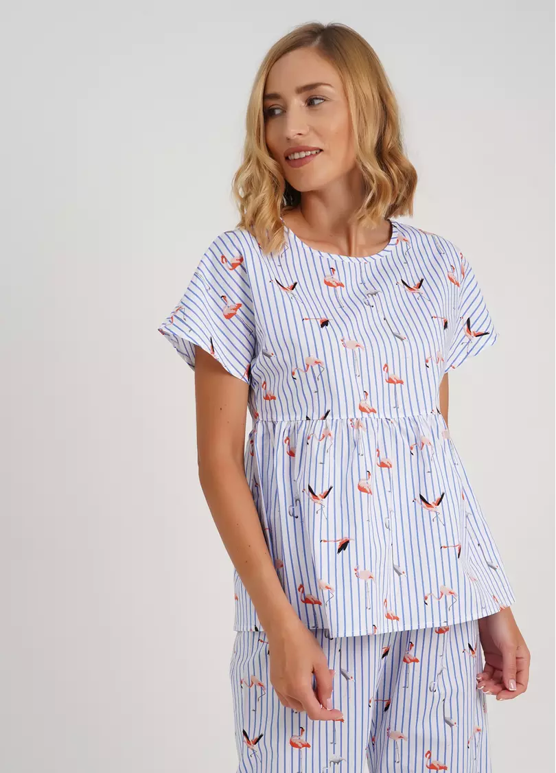 Блуза в полоску FLAMINGO 4808/010 blue stripe (голубой)