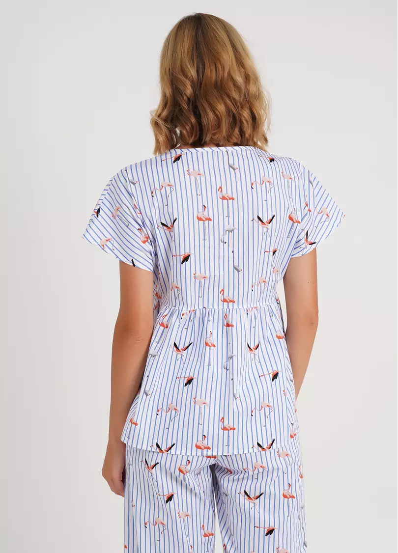 Блуза в полоску FLAMINGO 4808/010 blue stripe (голубой)