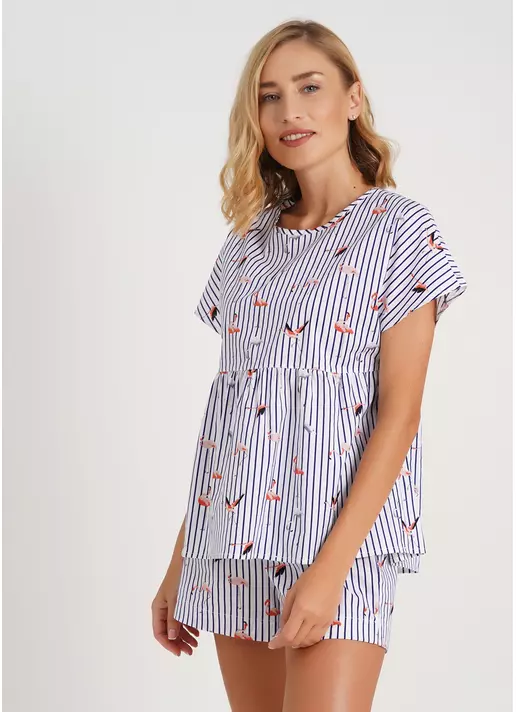 Блуза в полоску FLAMINGO 4808/010 dark blue stripe (синий)