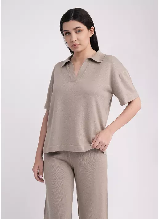 Поло из вязаного трикотажа FREYJA CTN 7501/230 light brown (коричневый)