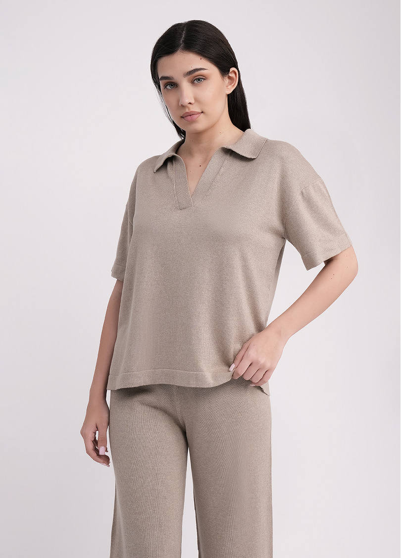 Поло из вязаного трикотажа FREYJA CTN 7501/230 light brown (коричневый)