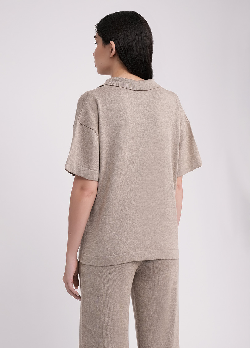 Поло из вязаного трикотажа FREYJA CTN 7501/230 light brown (коричневый)