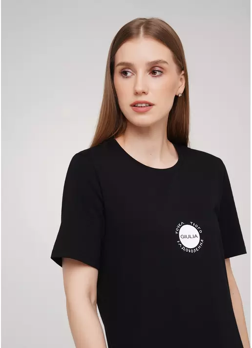 Хлопковая футболка с круглым вырезом и принтом Giulia 4802/60 (черный)