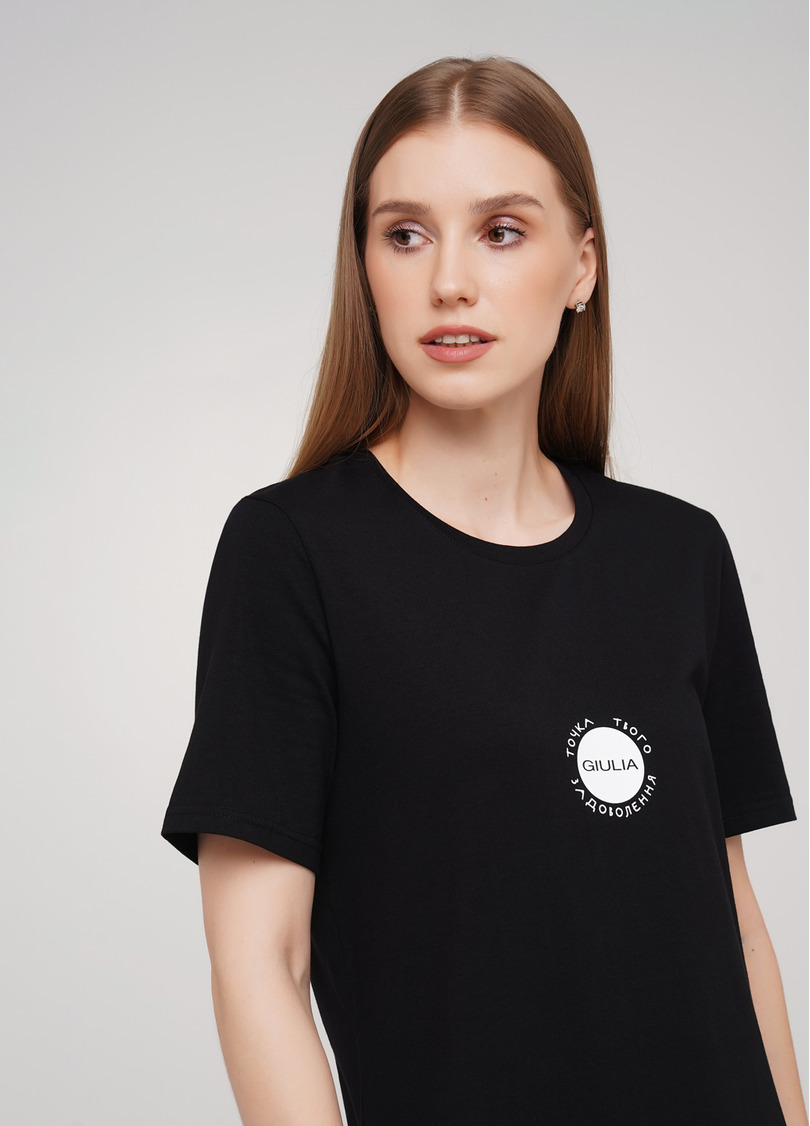 Бавовняна футболка з круглим вирізом і принтом Giulia 4802/60 (чорний)