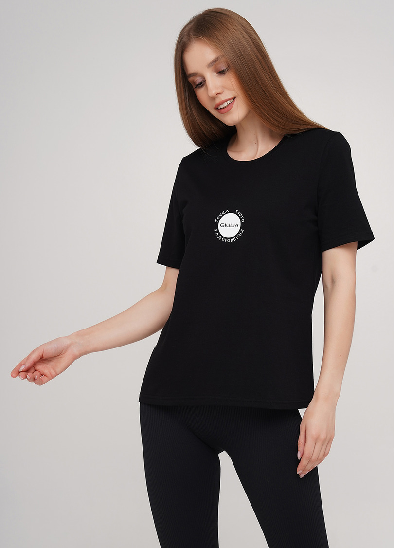Бавовняна футболка з круглим вирізом і принтом Giulia 4802/60 (чорний)