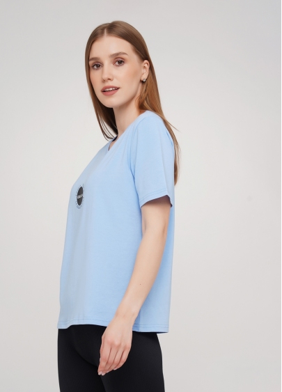 Бавовняна футболка з круглим вирізом і принтом Giulia 4802/60 (блакитний)