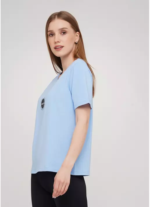 Хлопковая футболка с круглым вырезом и принтом Giulia 4802/60 (голубой)