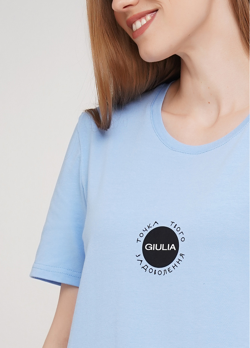 Бавовняна футболка з круглим вирізом і принтом Giulia 4802/60 (блакитний)