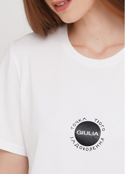 Хлопковая футболка с круглым вырезом и принтом Giulia 4802/60 (белый)