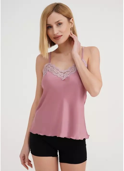 Шовкова майка з мереживом HELENA 3809/051 dusty rose (рожевий)