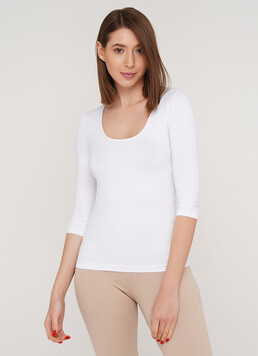 Бесшовная футболка из мягкой микрофибры MAGLIA SCOLLO MADONNA MANICA (белый)