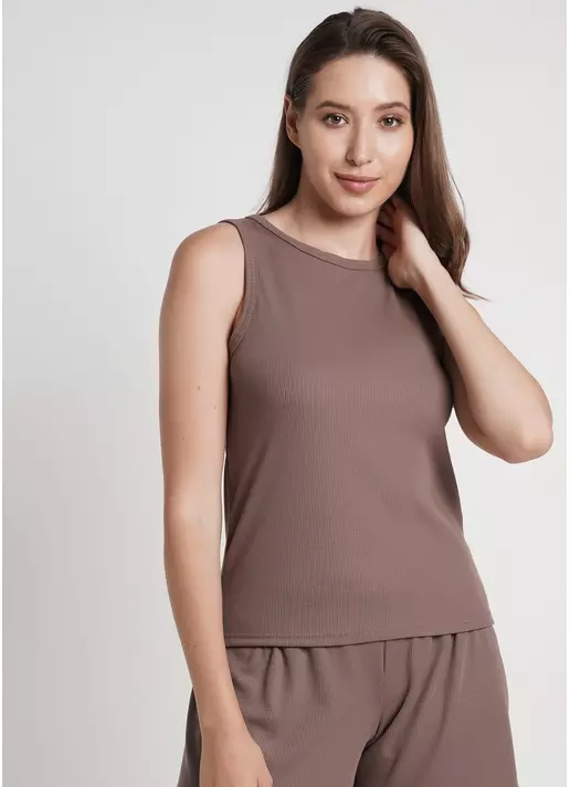 Майка из хлопка в рубчик RIB 3808/010 beige (коричневый)