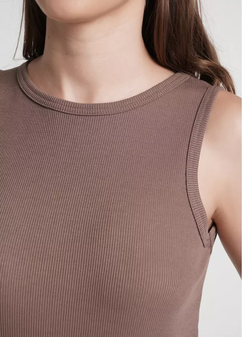 Майка из хлопка в рубчик RIB 3808/010 beige (коричневый)