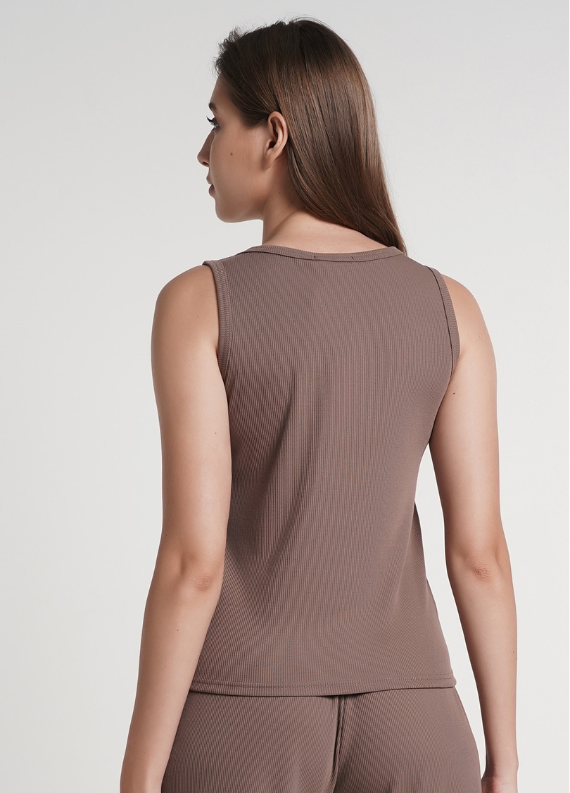 Майка з бавовни в рубчик RIB 3808/010 beige (коричневий)