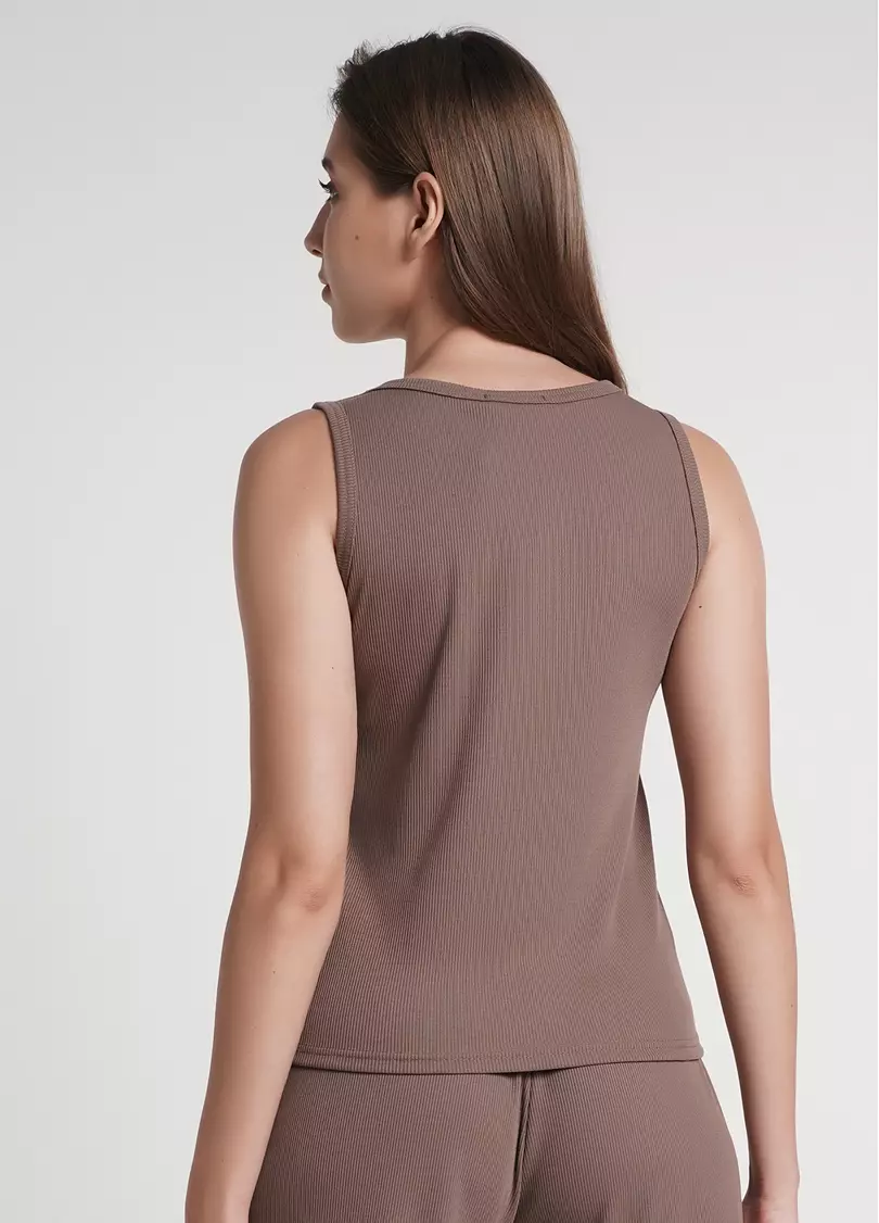 Майка из хлопка в рубчик RIB 3808/010 beige (коричневый)