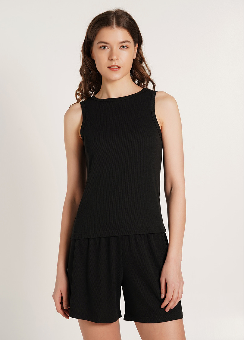 Майка з бавовни в рубчик RIB 3808/010 black (чорний)