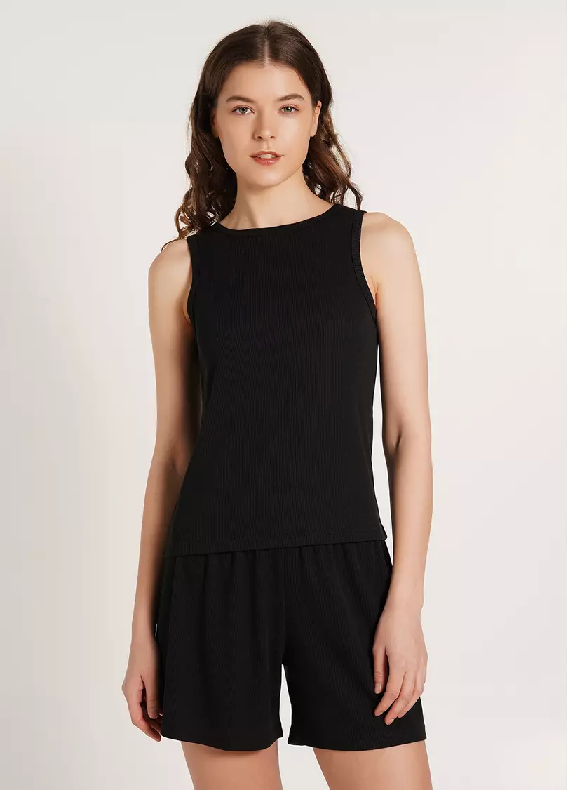 Майка из хлопка в рубчик RIB 3808/010 black (черный)