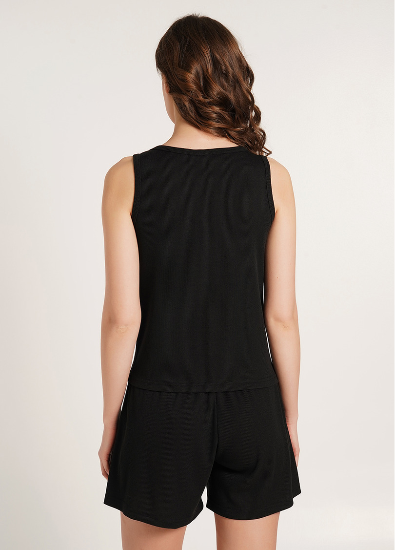 Майка з бавовни в рубчик RIB 3808/010 black (чорний)