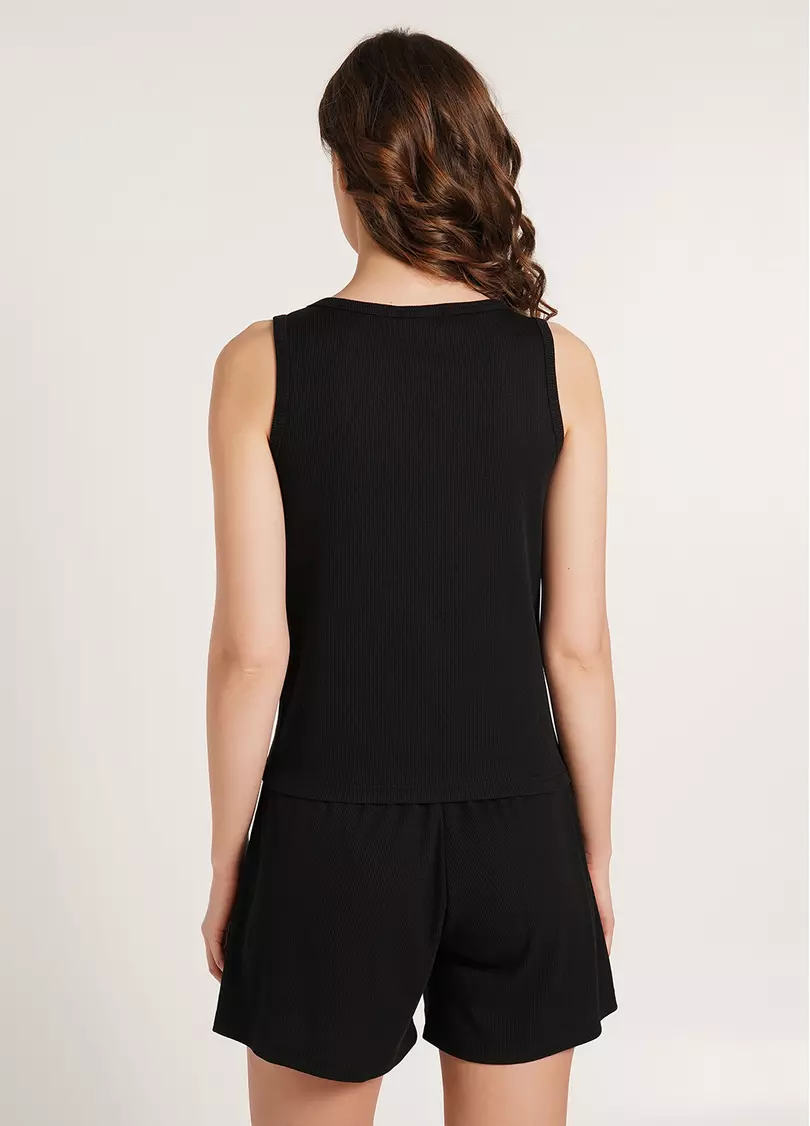 Майка из хлопка в рубчик RIB 3808/010 black (черный)