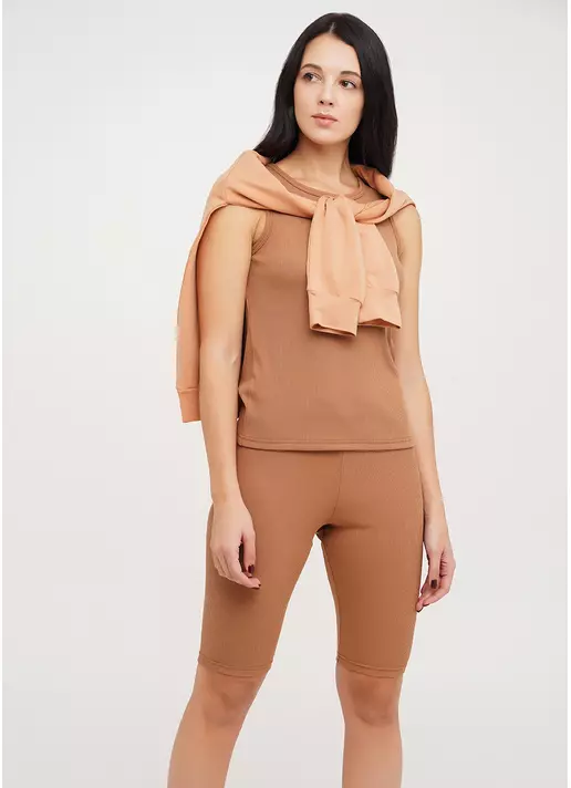 Майка из хлопка в рубчик RIB 3808/010 camel (бежевый)