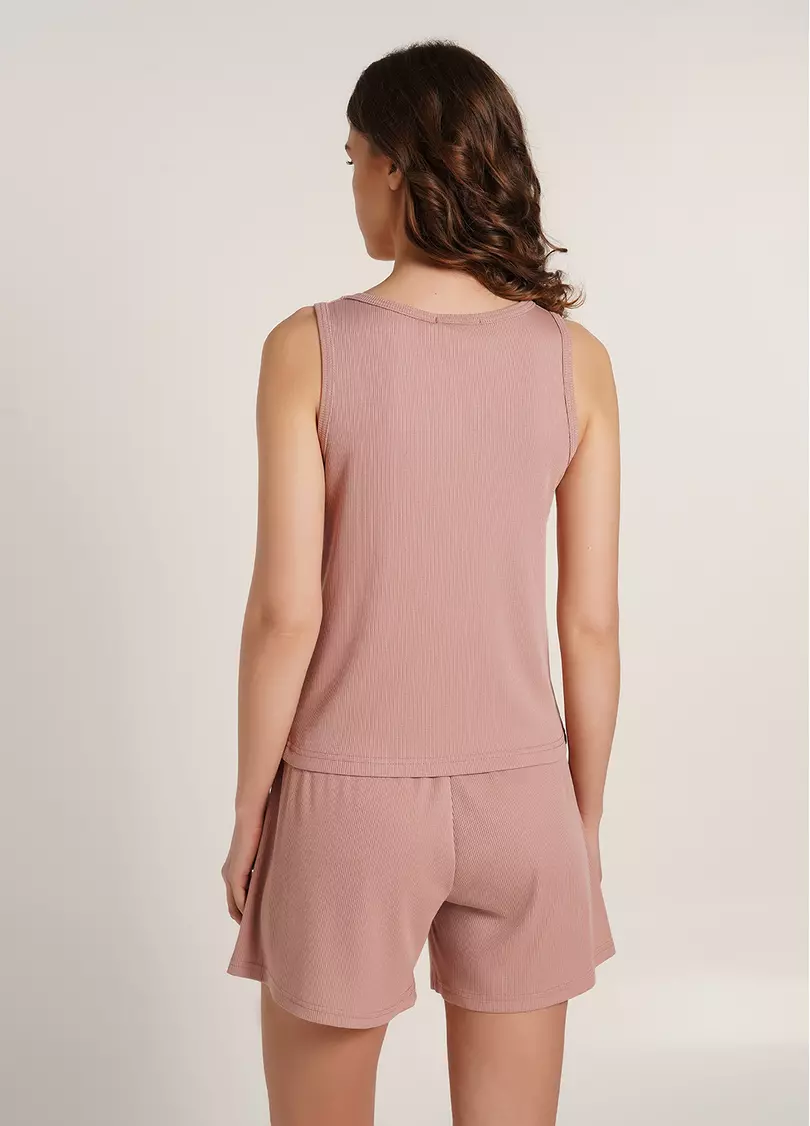 Майка из хлопка в рубчик RIB 3808/010 dusty rose (розовый)