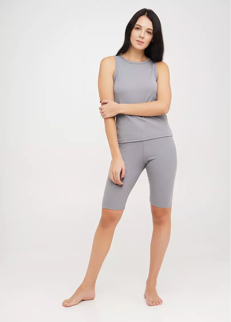 Майка з бавовни в рубчик RIB 3808/010 grey (сірий)