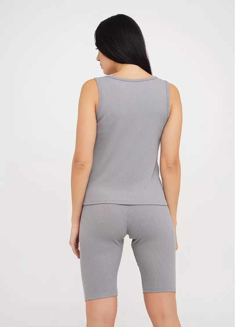 Майка з бавовни в рубчик RIB 3808/010 grey (сірий)