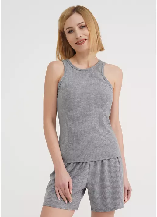 Майка з бавовни в рубчик RIB 3808/010 light grey (сірий)