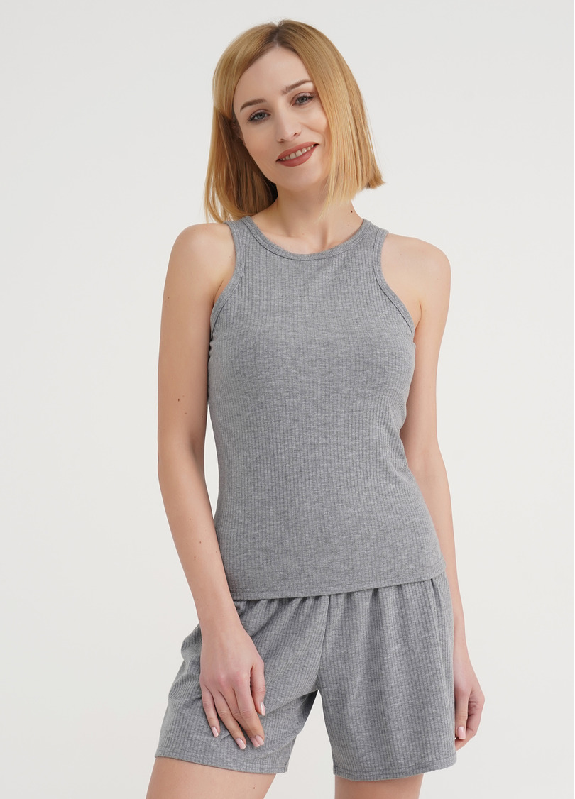 Майка из хлопка в рубчик RIB 3808/010 light grey (серый)