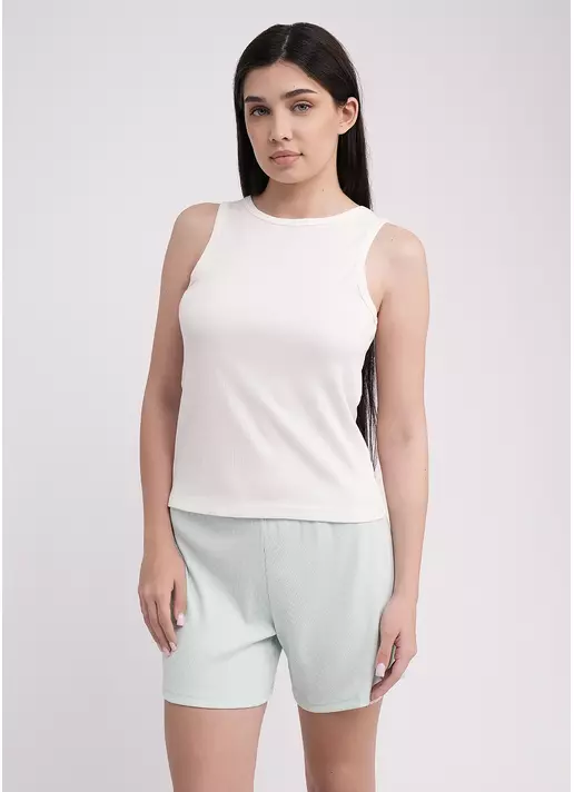 Майка из хлопка в рубчик RIB 3808/010 milk (белый)