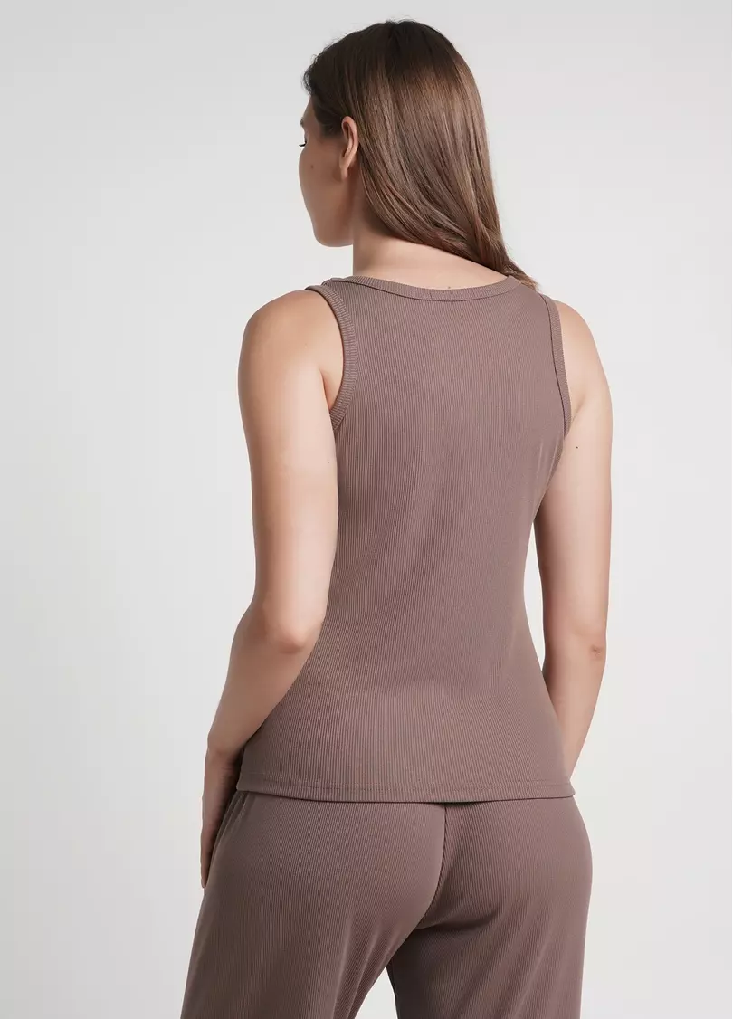 Майка в рубчик з бавовни RIB 3810/010 beige (коричневий)