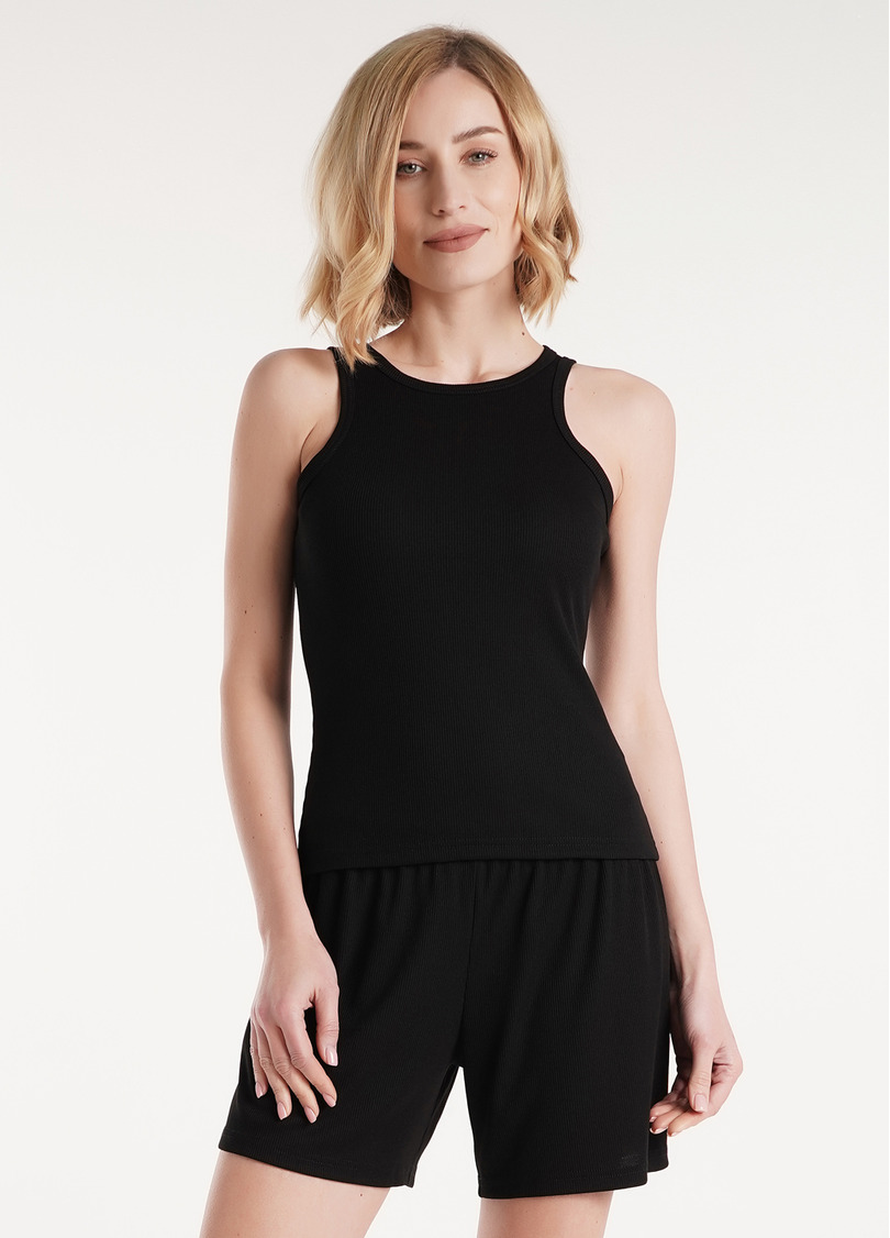 Майка в рубчик из хлопка RIB 3810/010 black (черный)