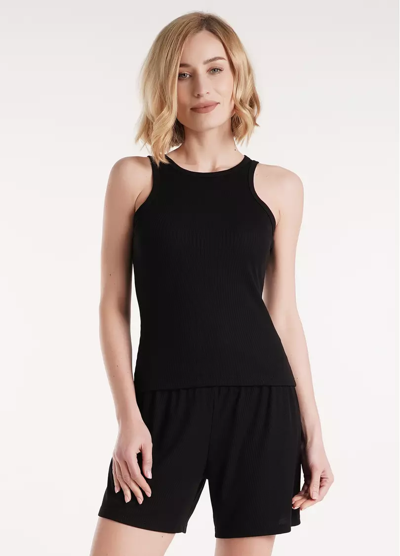 Майка в рубчик з бавовни RIB 3810/010 black (чорний)