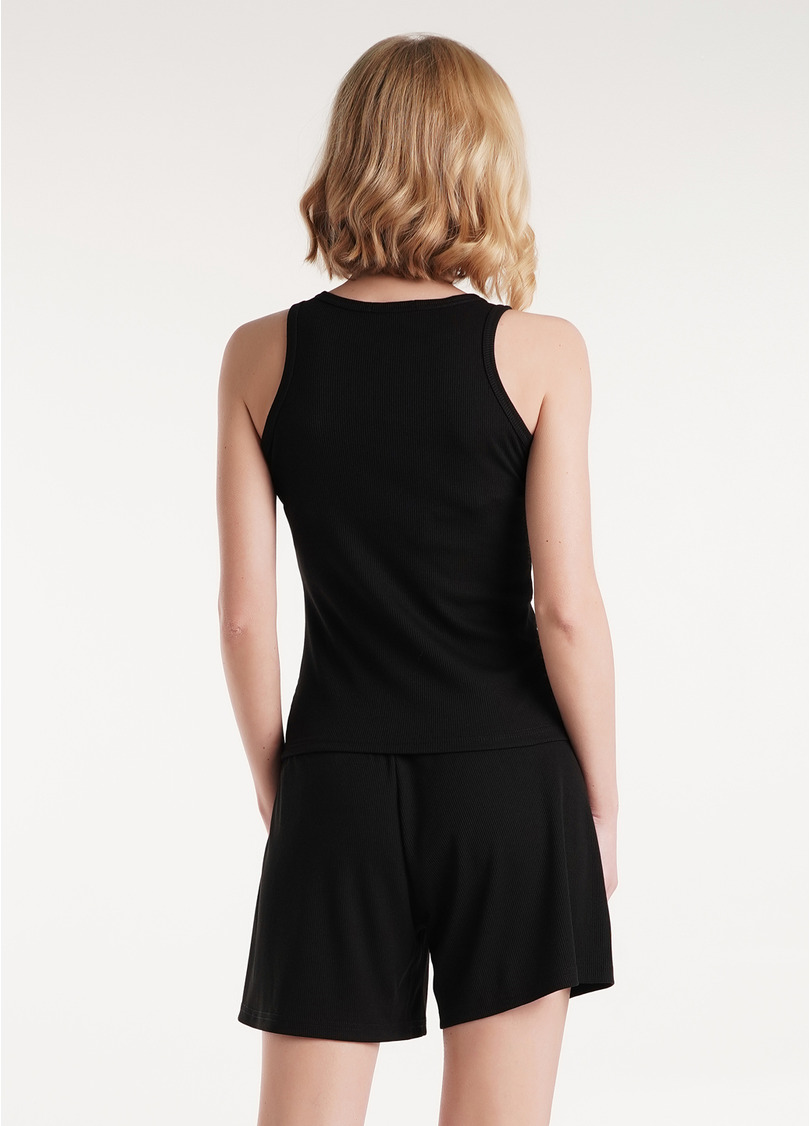 Майка в рубчик из хлопка RIB 3810/010 black (черный)